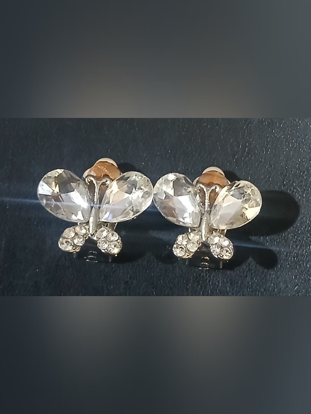 Vintage Crystal Butterfly Clip-Ons